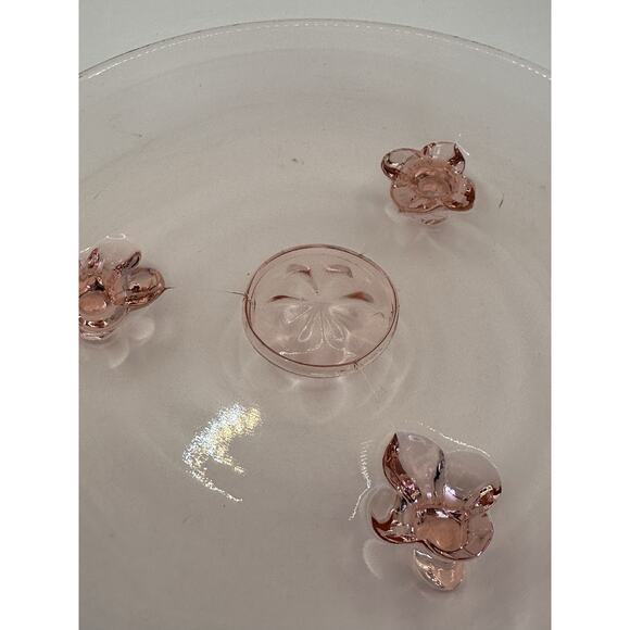 Vintage Lancaster 3 Footed Pink Depression Glass Dessert Plate 1930s 7.5" - Picture 4 of 7